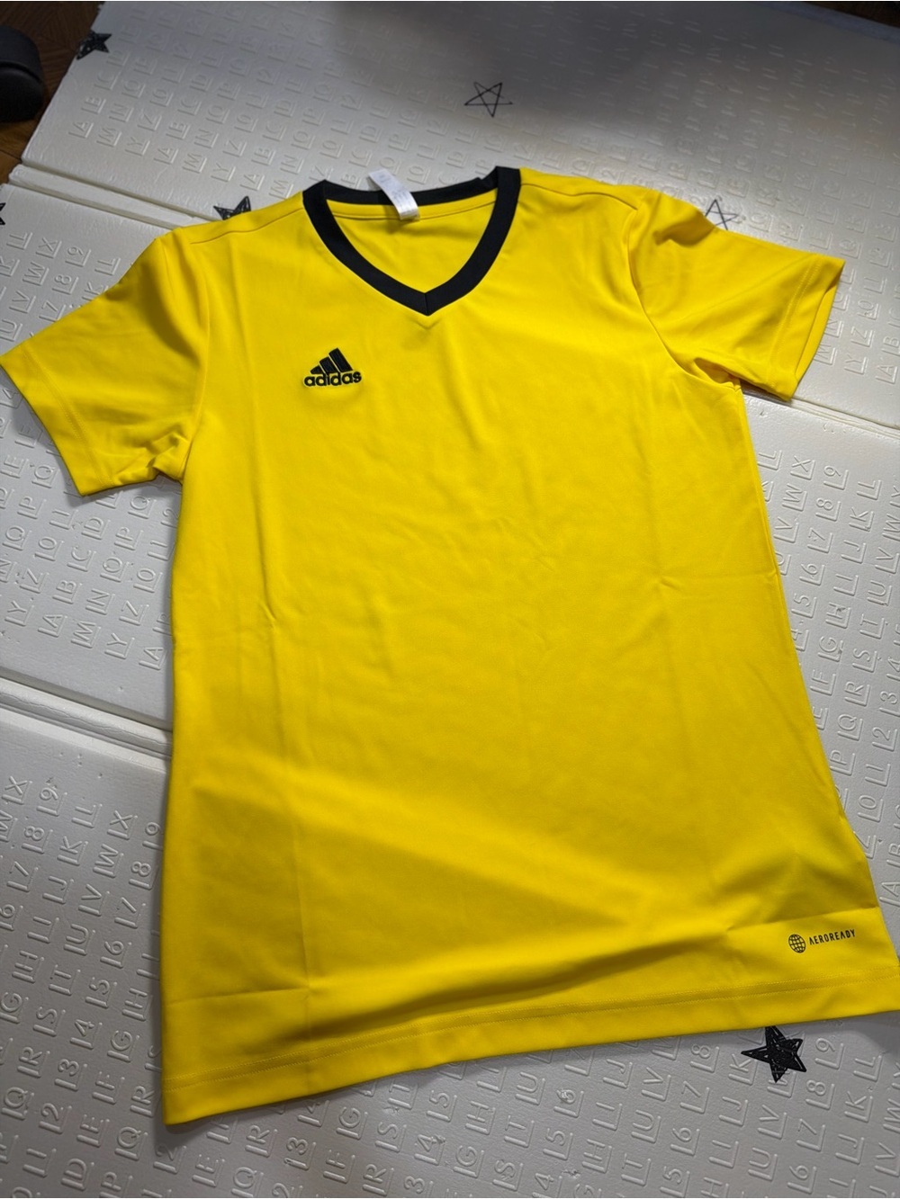 adidas Kids Yellow V-Neck Athletic Jersey with Black Trim